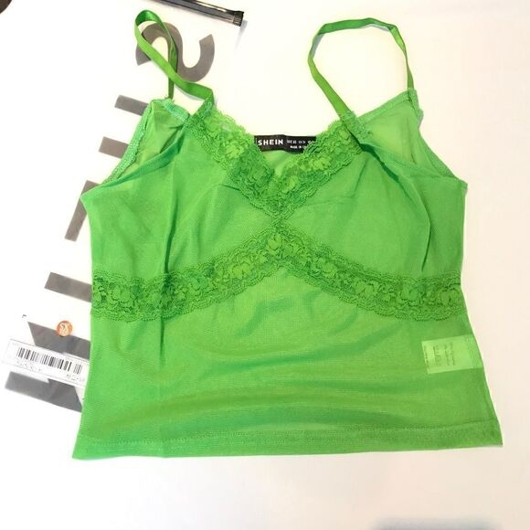 SHEIN Tops - SHEIN green mesh crop cami top 💚